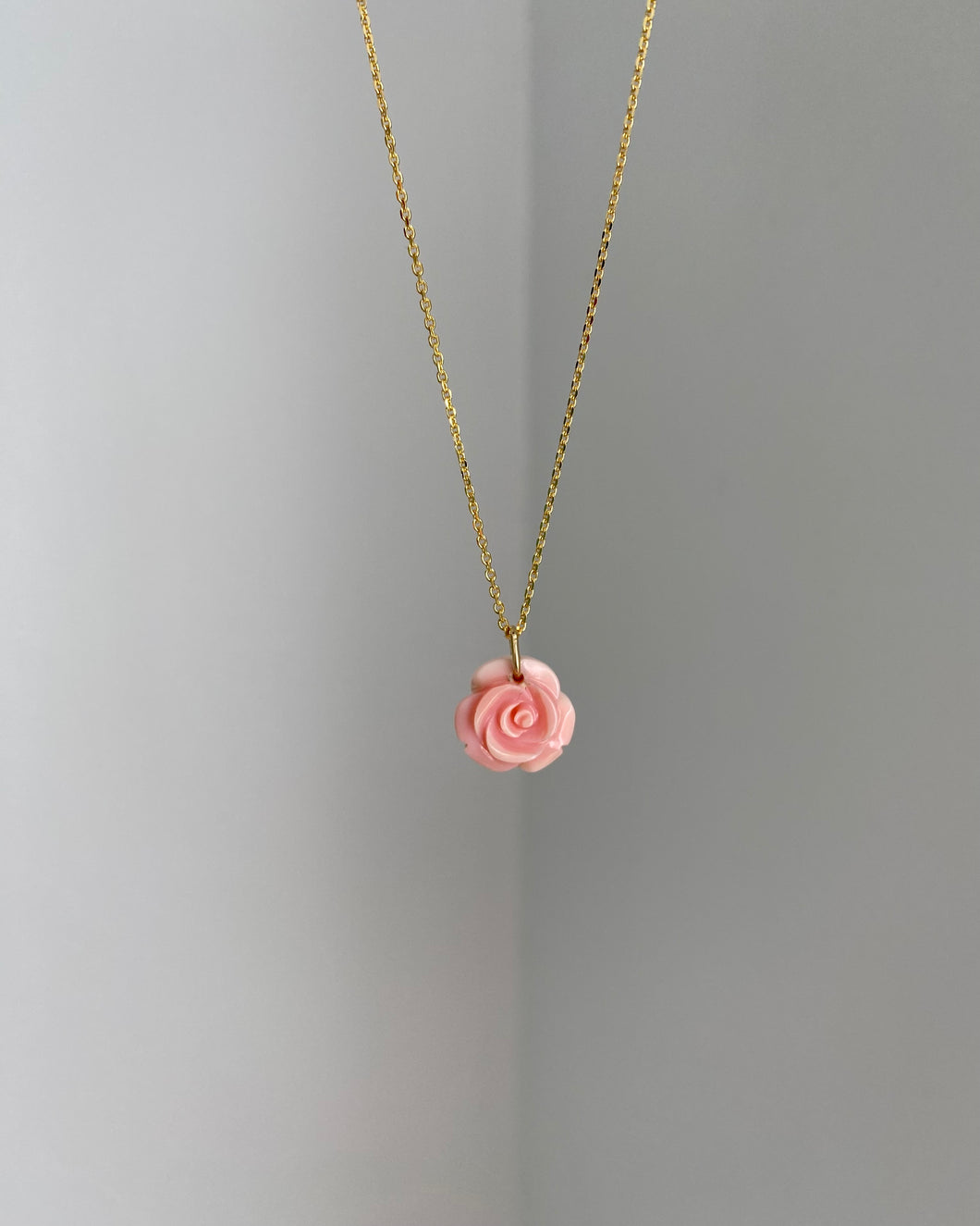 Pink Pearly Rose Necklace