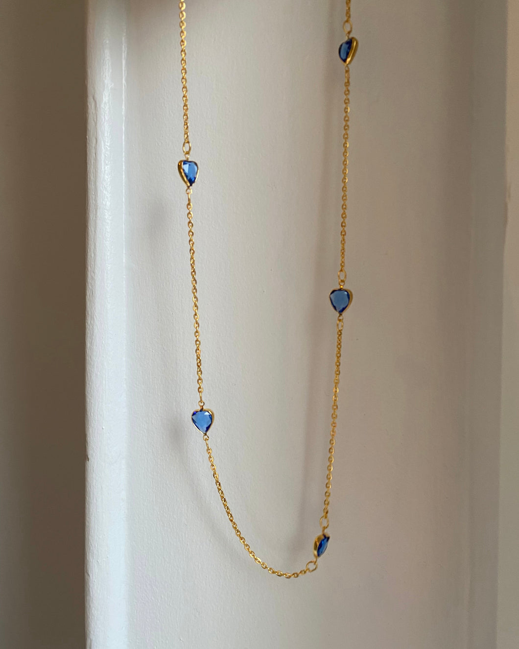 Vintage Blue Heart Long Necklace