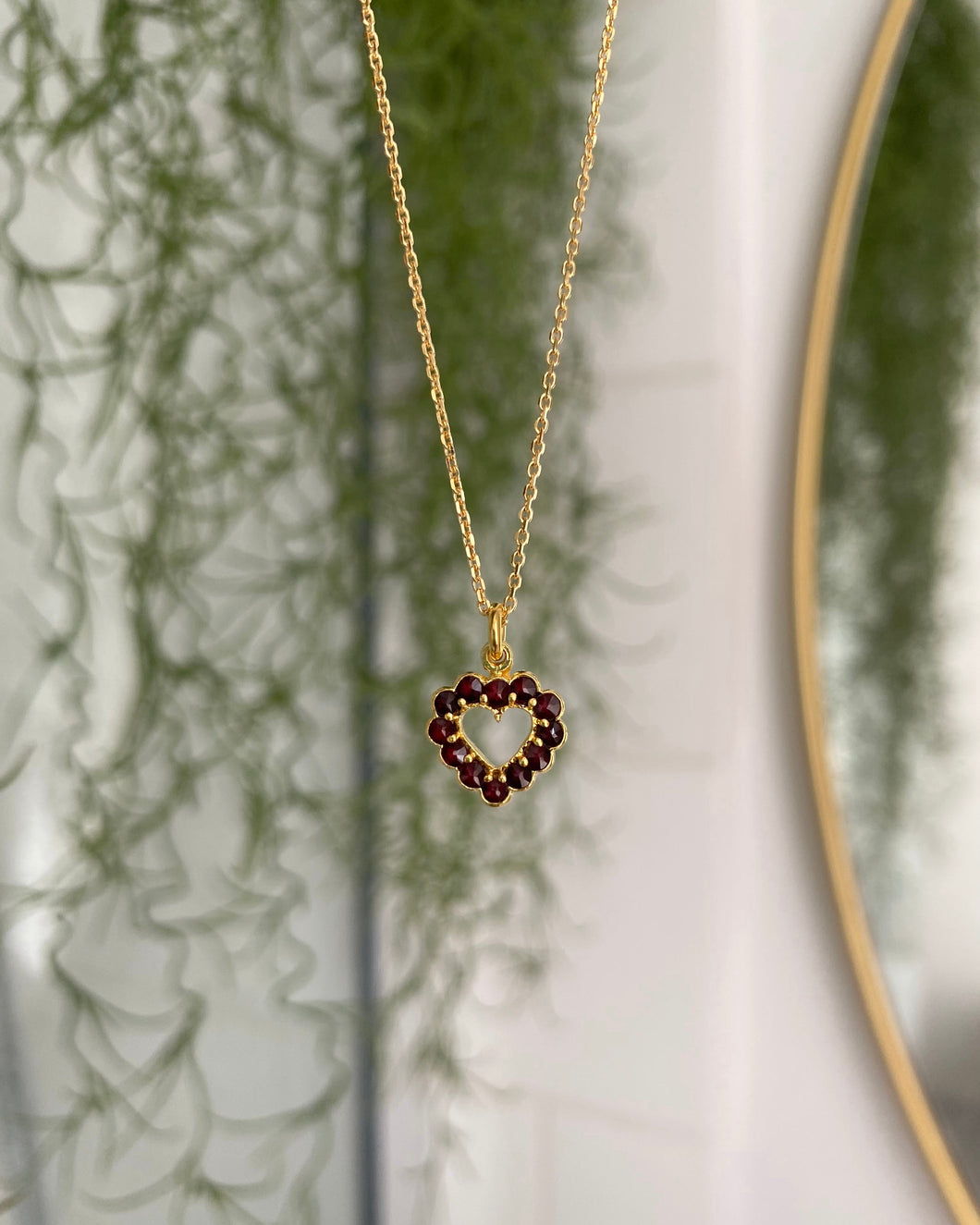 Vintage Garnet Heart Necklace
